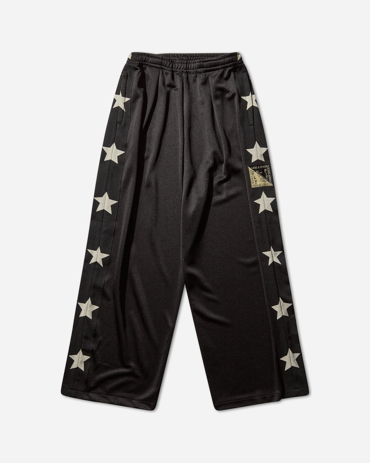 Men's Smooth Jersey Stuntman & Woman Baggy Track Pants Black