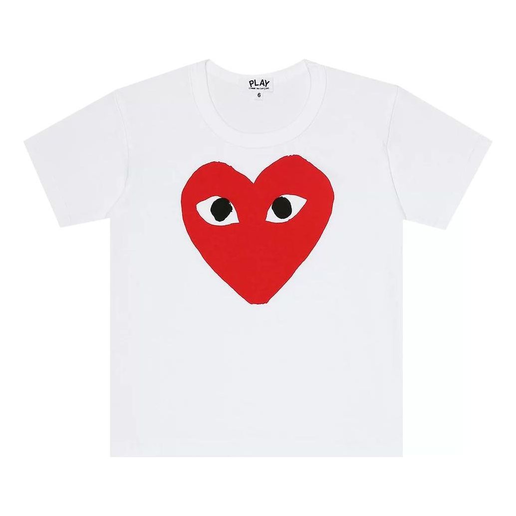 (GS) COMME des GARCONS PLAY Large Red Heart T-shirt 'White' AZ-T661-100-1
