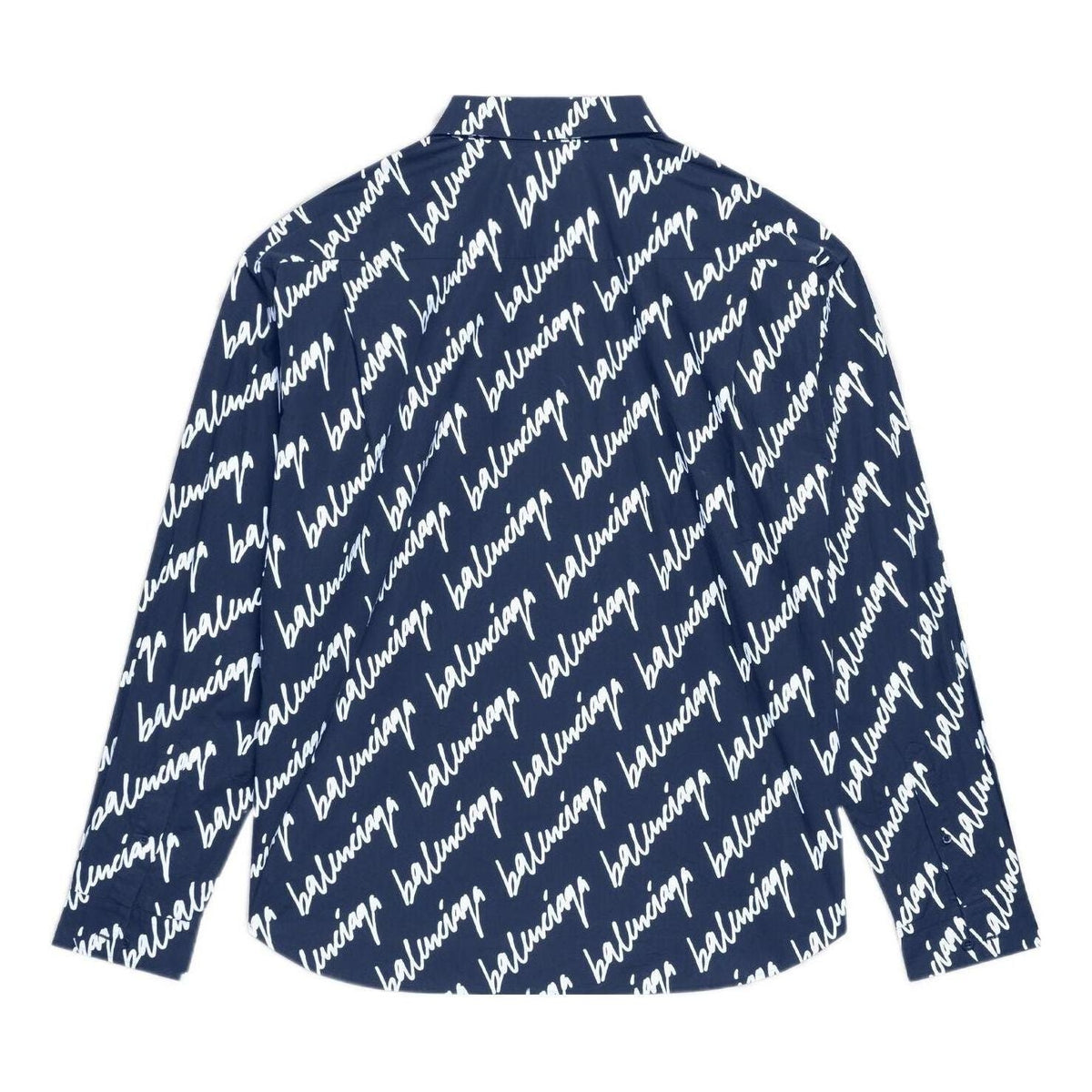 Balenciaga Scribble Logo Short Sleeve Shirt Large Fit 'Midnight Blue' 662983TLLJ48502