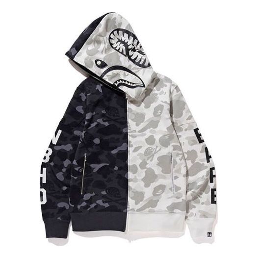 A Bathing Ape x Neighborhood Shark Camo Full Zip Hoodie 'Grey' 1E73-115-941
