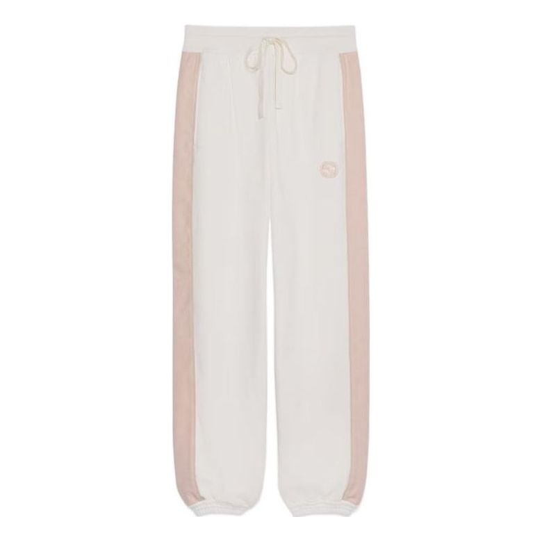 (WMNS) Gucci GG Felted Cotton Jersey Jogging Pants 'Off White Pink' 773746-XJF8U-9286