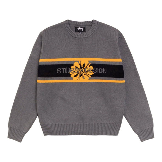 Stussy Striped Hibiscus Sweater 'Grey' 117305-GREY - Stussy Professional Edition