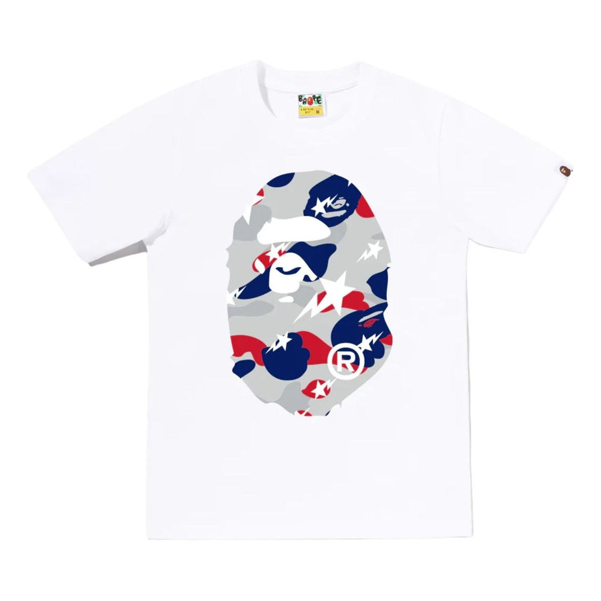 A Bathing Ape STA Strike Camo Big Ape Head T-Shirt 'White Grey' 0ZXTEW033102R-WHTGRY