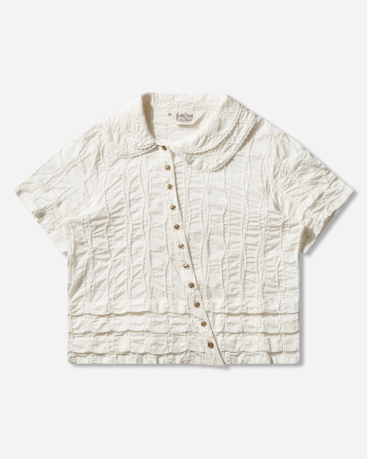 Women's Twisted Seersucker Button Up Shirt Beige