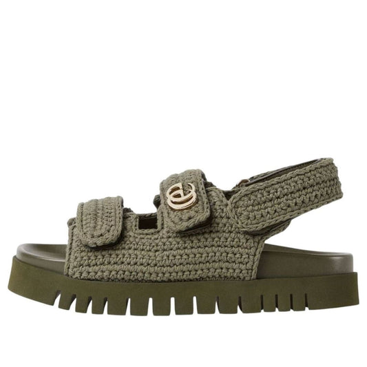 (WMNS) Gucci GG Sandals 'Dark Green Cotton Crochet' 835086-FAEQ2-3037