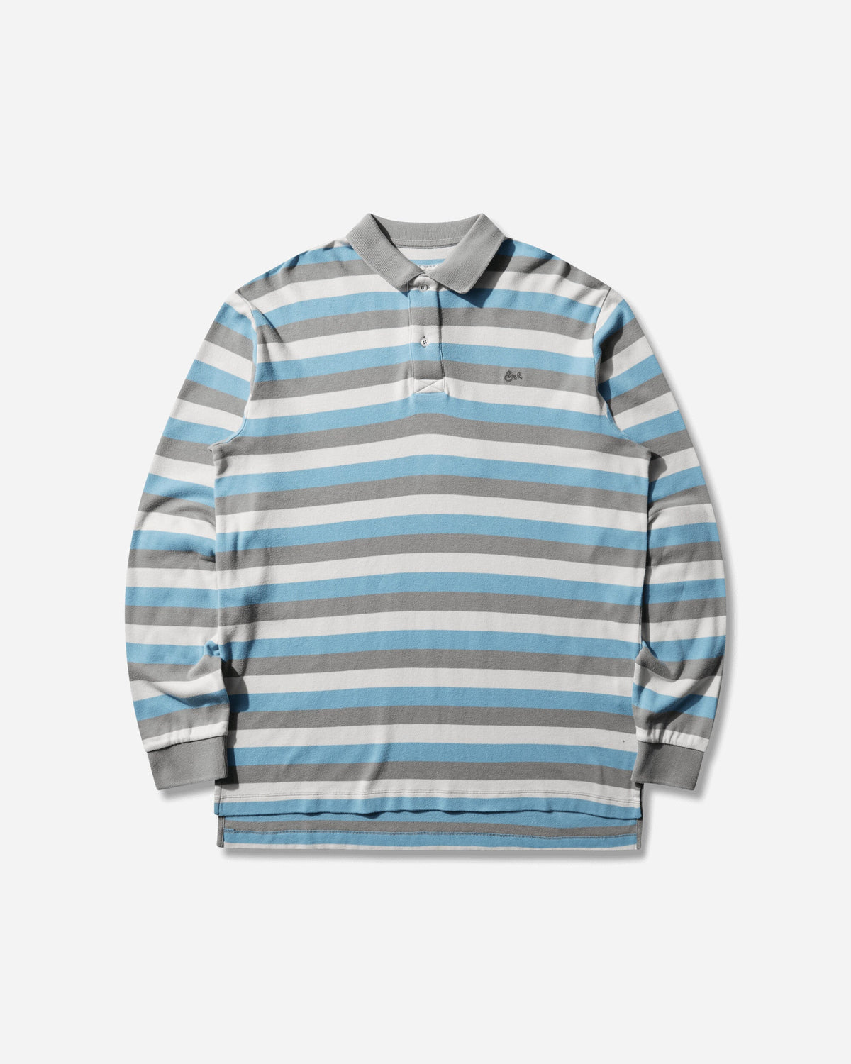 Men's Striped Long Sleeve Polo Blue