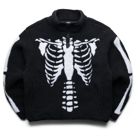 Market Skeletal Quarter Zip Sherpa Pullover Jacket - Black