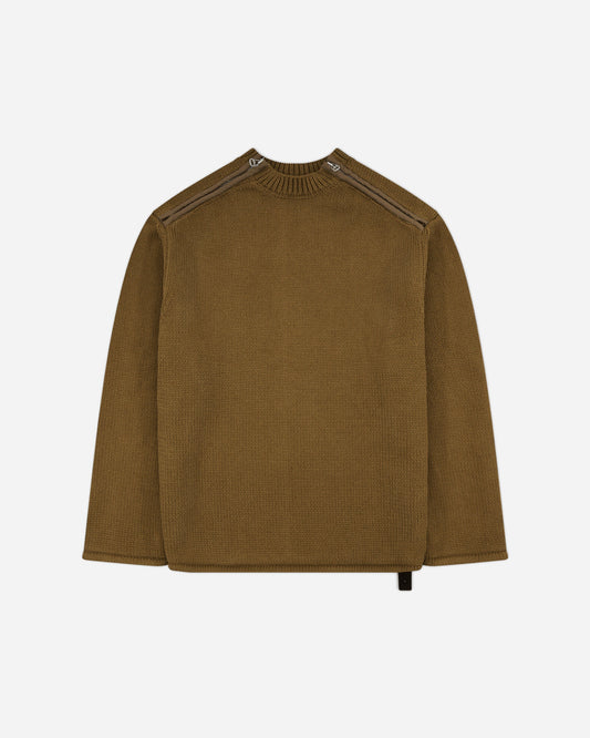 Men's Shoulder Zip Knit Sweater Beige