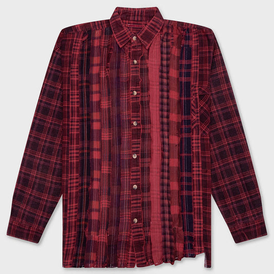 Ribbon Wide Over Dye Flannel Shirt - Red