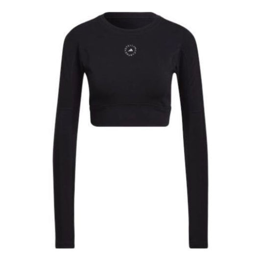 (WMNS) adidas by Stella McCartney TrueStrength Cropped Long Sleeve T-Shirt Asia Sizing 'Black' HB6074