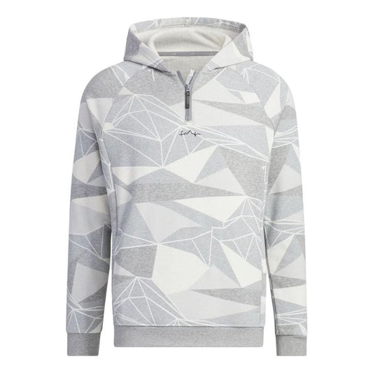 adidas Geometric Half-Zip Long Sleeve Hoodie 'White Grey' IA2623