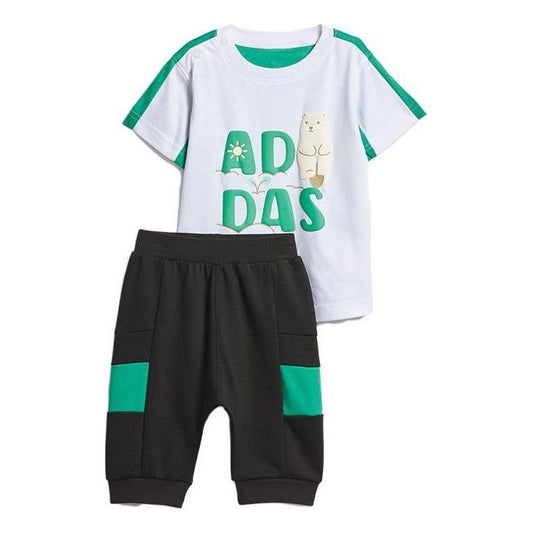 (PS) adidas TEE 3/4 Set 'White Green Black' IA8223