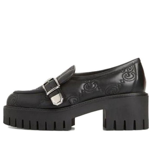 (WMNS) Gucci GG Matelass Slip-On Loafers with Block heel 'Black' 718388-AAA4F-1058