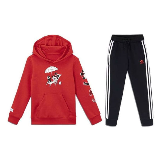 (PS) adidas Originals X Disney Mickey and Friends Hoodie-and-Pants Set 'Red Black' HB9465