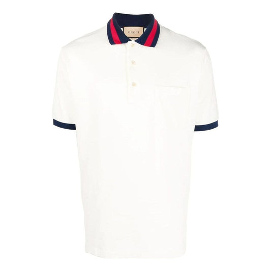 Gucci Cotton Piquet Polo With Web Collar 'Ivory' 701735-XJELJ-9750