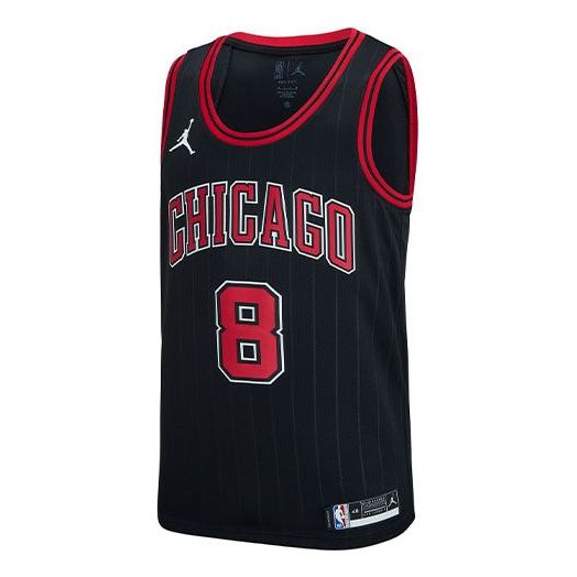 Air Jordan NBA Sports Basketball Jersey SW Fan Edition 20 Season Chicago Bulls Zach LaVine No. 8 Black CV9472-010