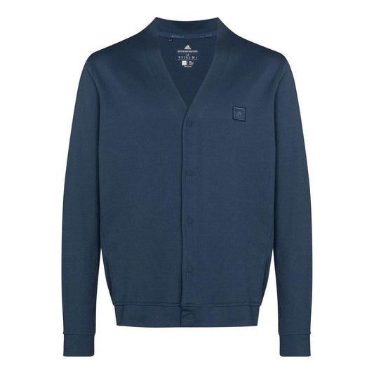 Men's adidas Logo Embroidered V Neck Long Sleeves Knitwear Blue HA9101