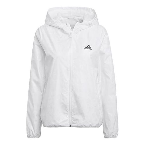 (WMNS) adidas Logo Solid Color Woven Zipper Hooded Jacket Autumn White GQ0615