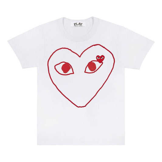 (WMNS) COMME des GARCONS PLAY Red Emblem Heart Sketch Tee 'White' AZ-T099-051-1