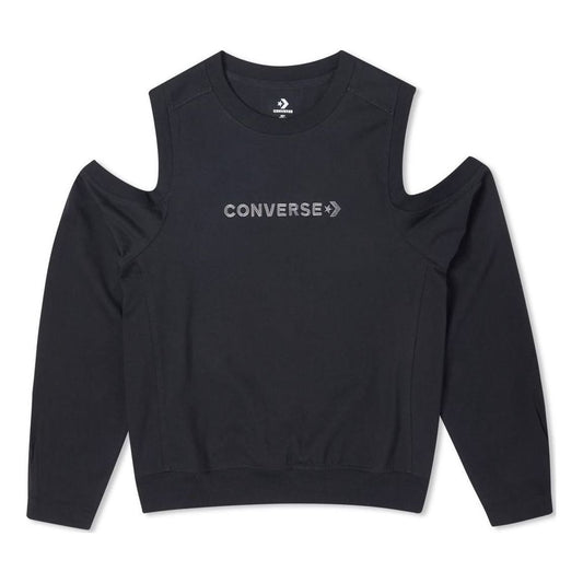 (WMNS) Converse Twisted Knits Cold Shoulder Top Asia Sizing 'Black' 10023190-A01