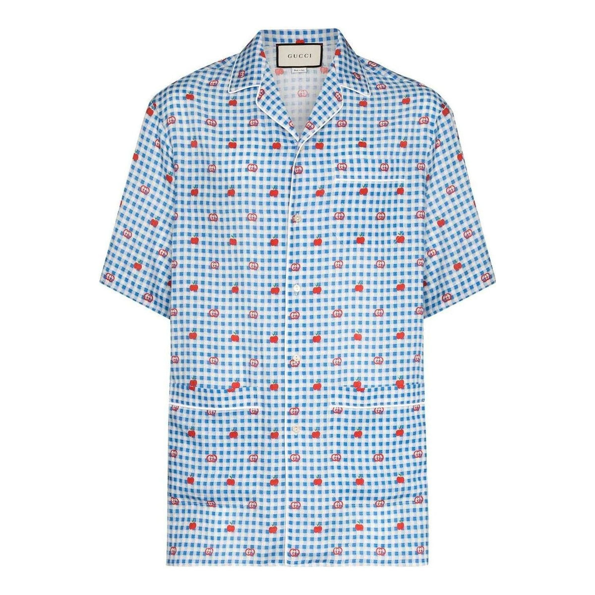 Gucci GG Apple Jacquard Check Bowling Shirt 'Blue' 636406-ZAFEM-4428