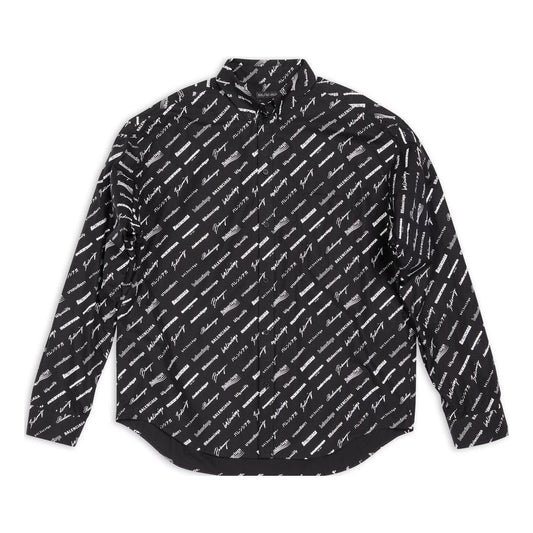 Balenciaga Logomania All Over Long Sleeve Shirt 'Black' 662983TNLL11070